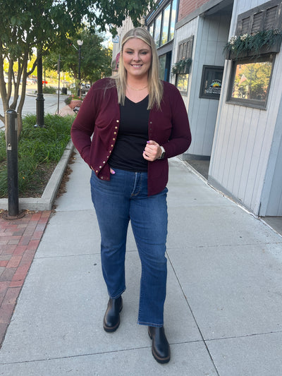 Burgundy Snapped Cardigan