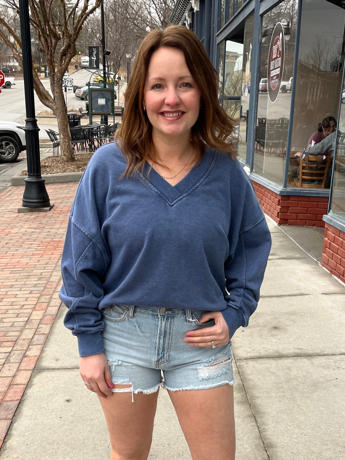 Cello Light Denim Mom Shorts