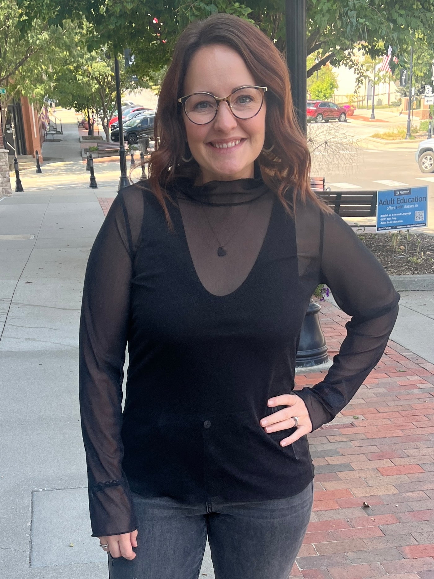 Mesh Long Sleeve Layer Top