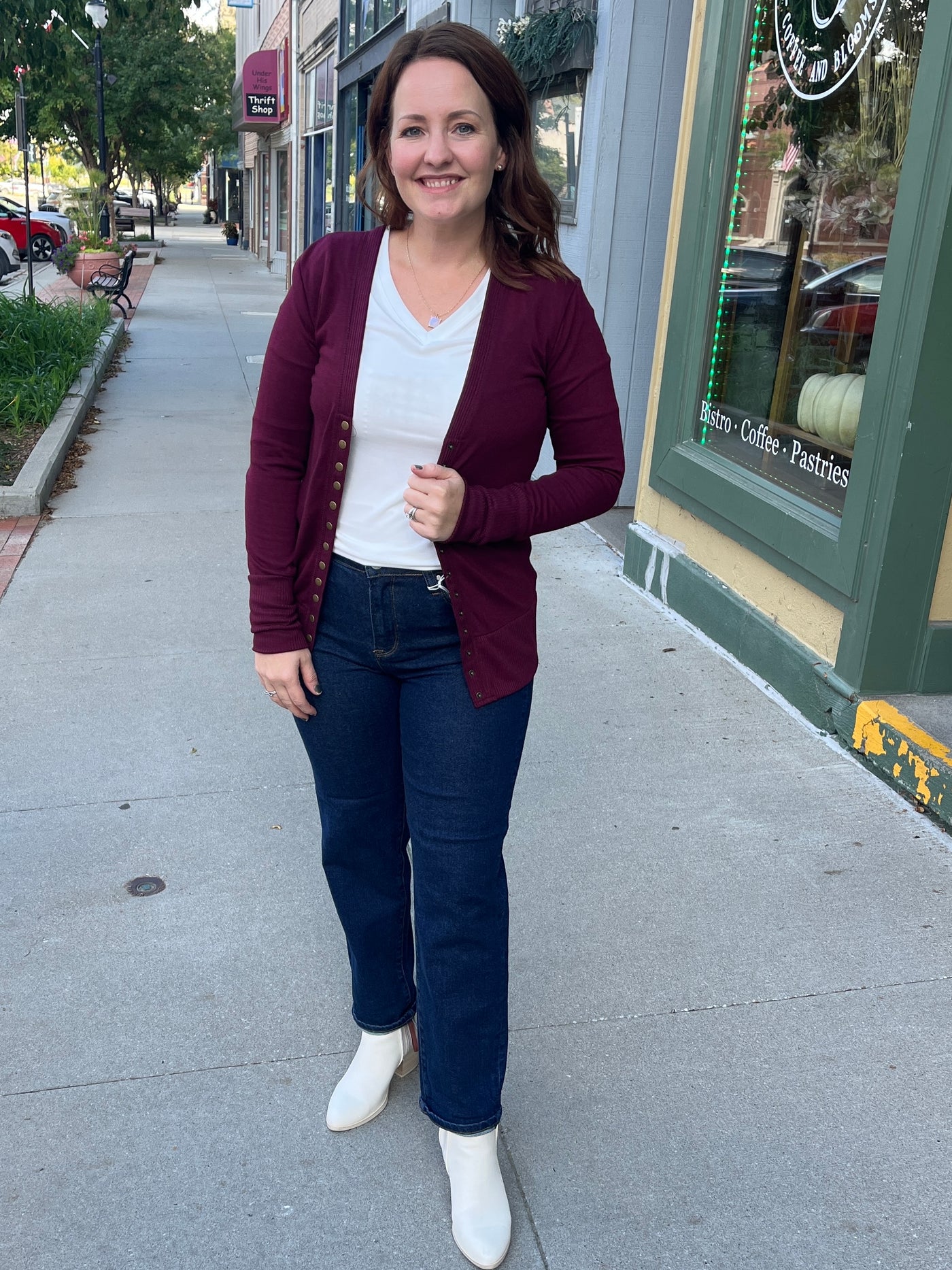 Burgundy Snapped Cardigan