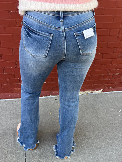 Special A Mid-Rise Fray Bootcut