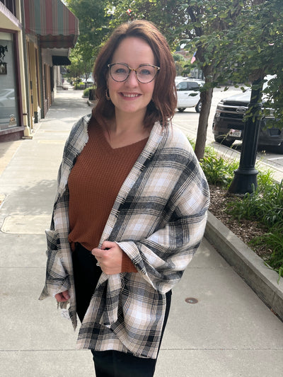 Khaki & Black Plaid Scarf