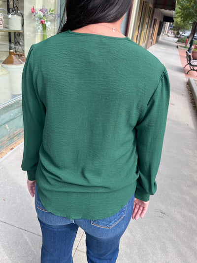 Surplice Long Sleeve Blouse