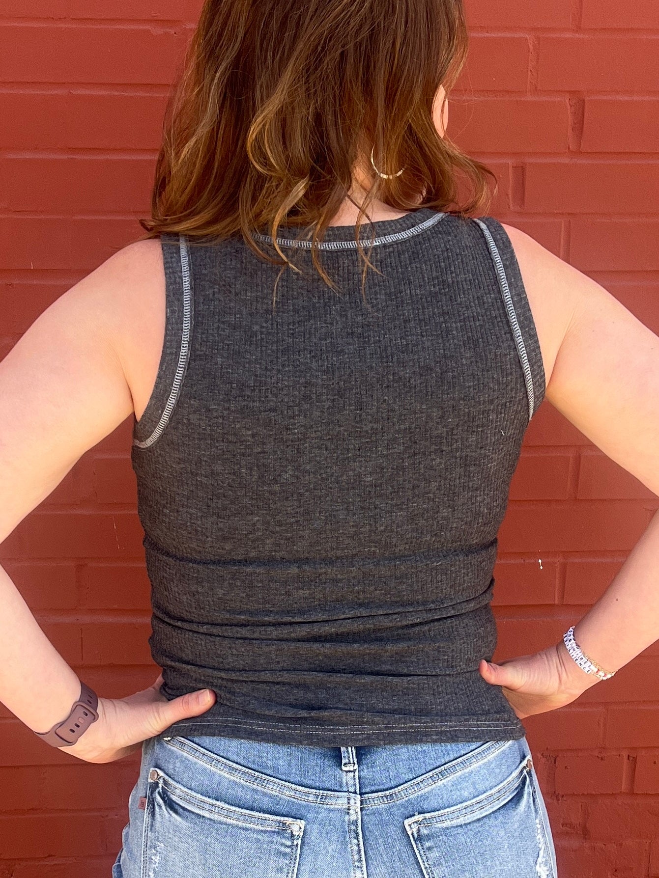 Charcoal Ribbed Tank