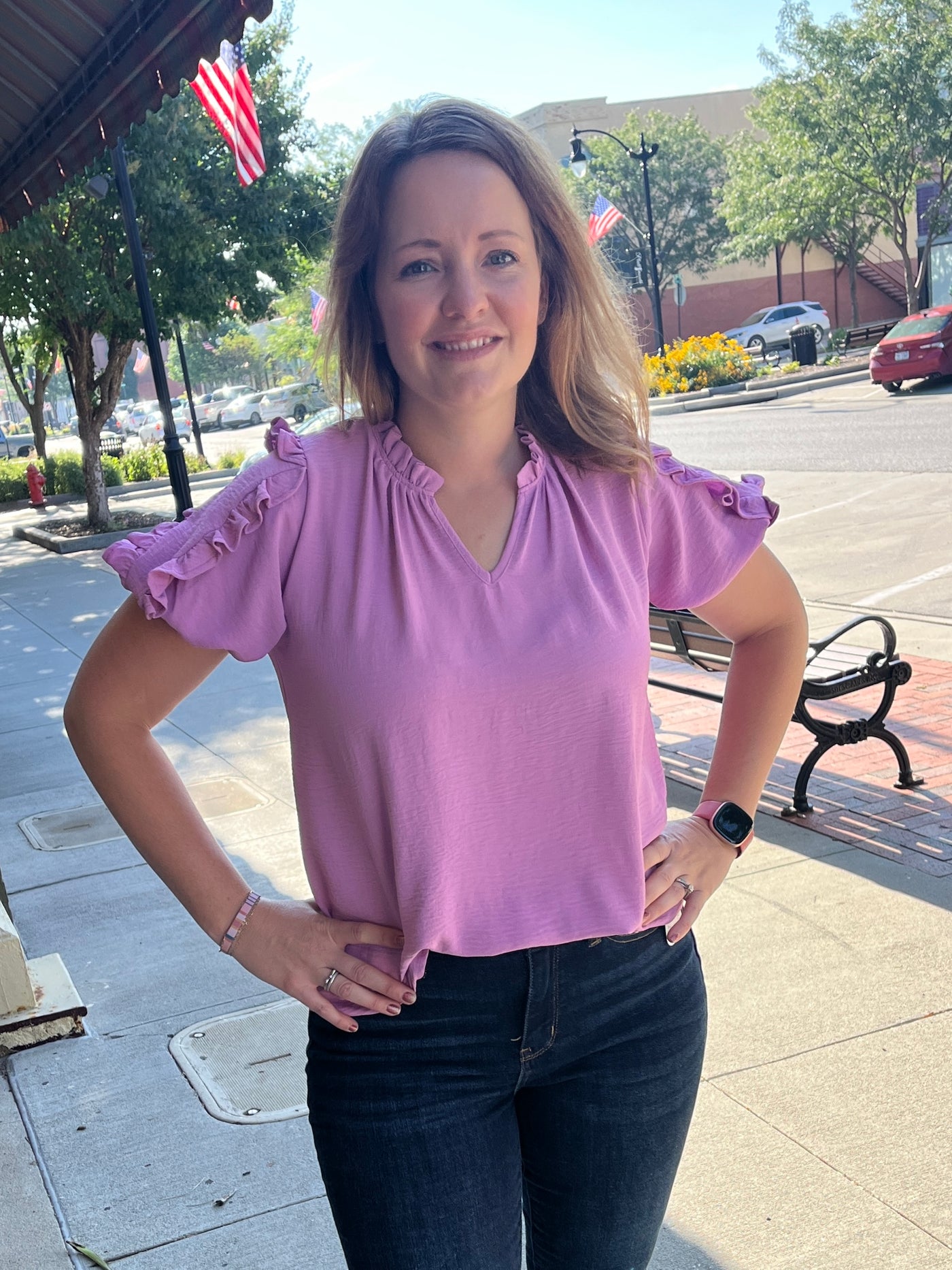 Orchid Notch V-Neck Blouse