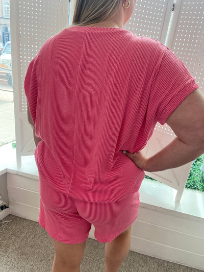 Hot Pink Ribbed Shorts
