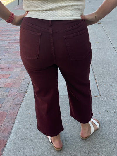 Judy Blue Oxblood Wide Crop