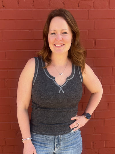 Charcoal Ribbed Tank