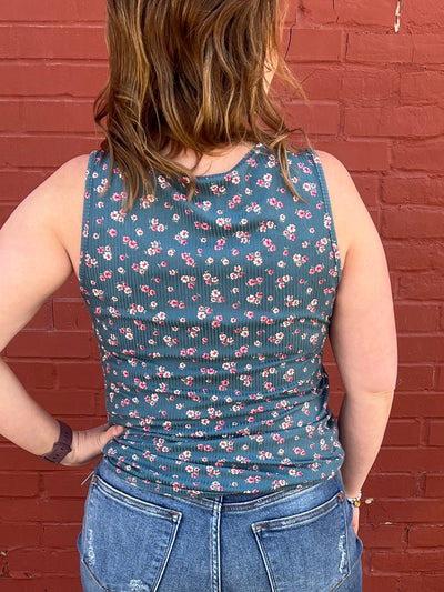 Notch V-Neck Floral Tank
