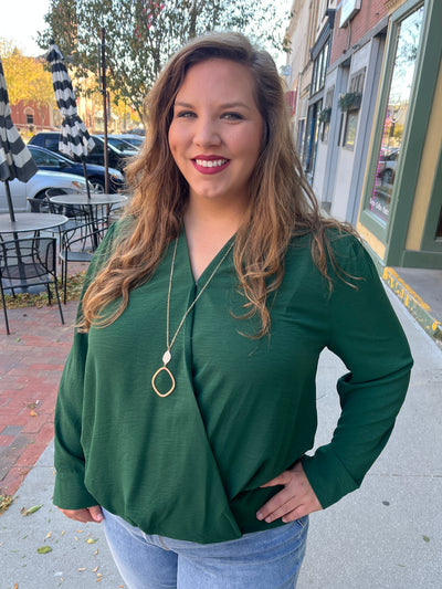 Surplice Long Sleeve Blouse