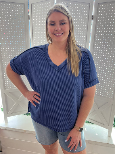 Royal Ribbed Top