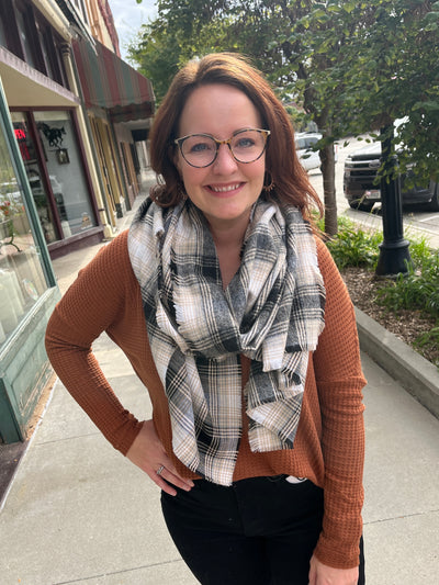 Khaki & Black Plaid Scarf