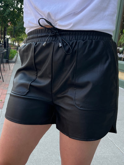 Black Faux Leather Shorts