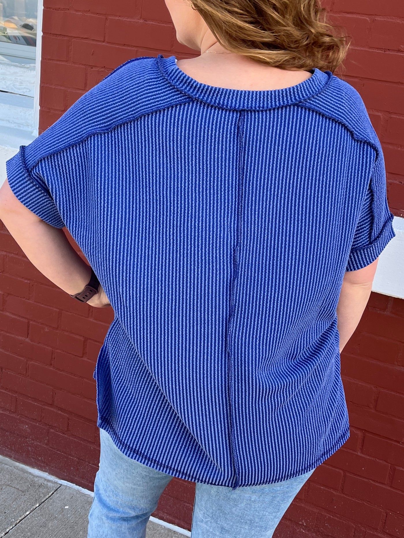 Royal Ribbed Top