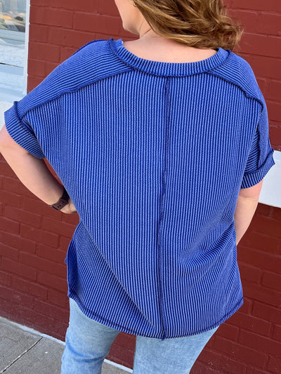 Royal Ribbed Top