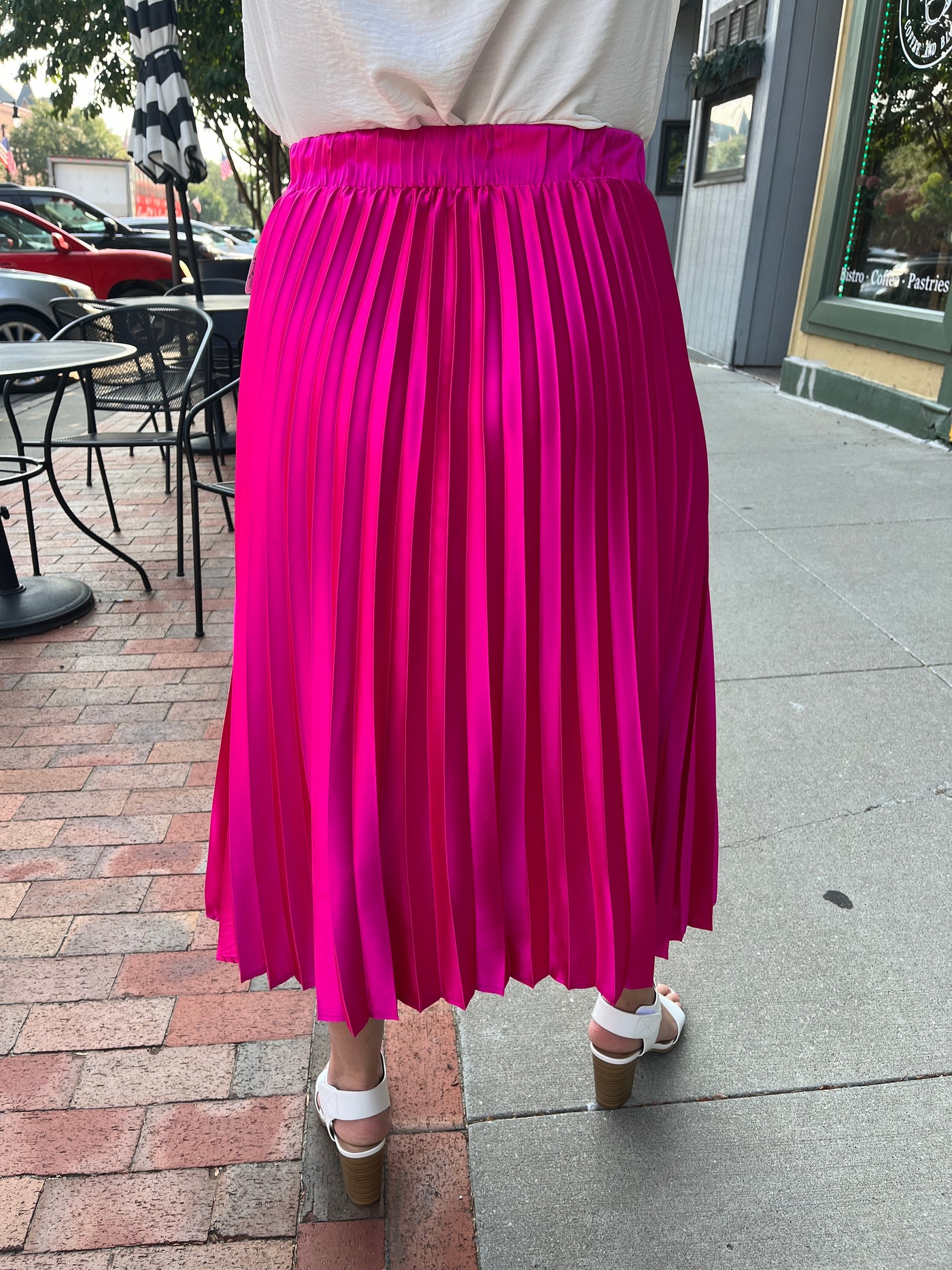 Fuchsia Pleated Midi Skirt