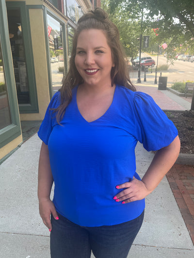Crepe Bubble Sleeve Blouse