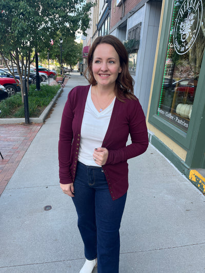 Burgundy Snapped Cardigan
