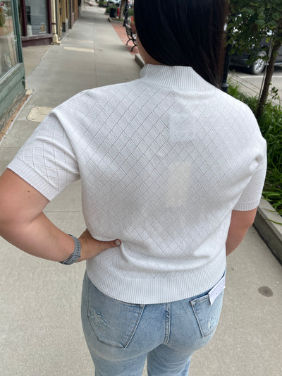 Crosshatch Short Sleeve Sweater