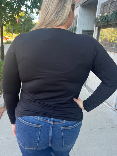 Black V-Neck Long Sleeve
