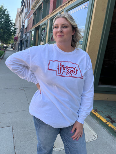 Nebraska Long Sleeve State Tee