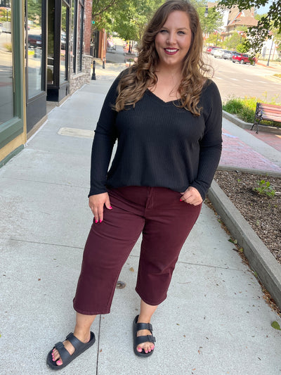 Judy Blue Oxblood Wide Crop