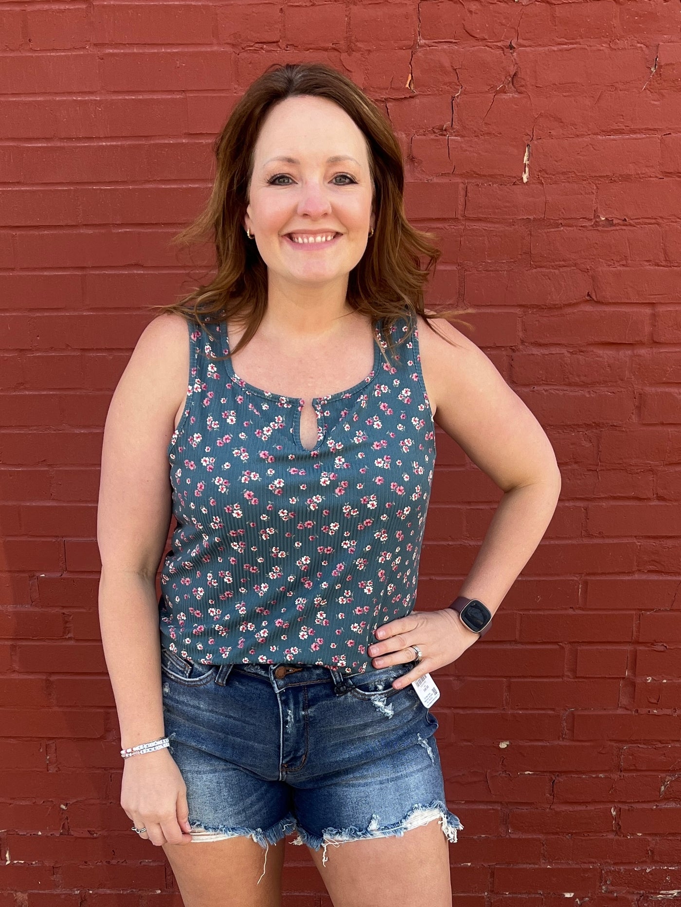Notch V-Neck Floral Tank