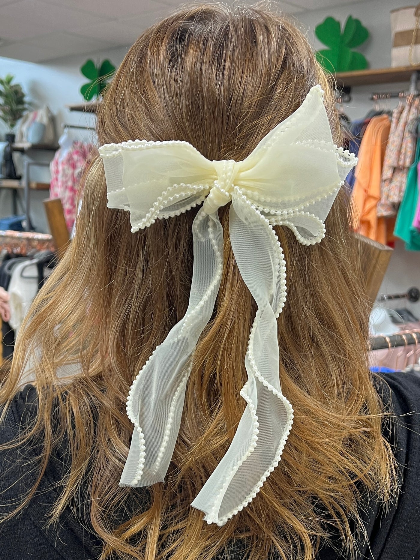 Pearl Accent Bow Clip