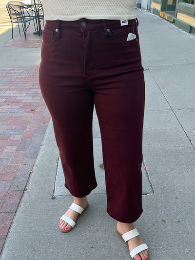 Judy Blue Oxblood Wide Crop