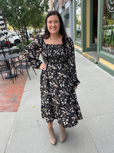 Jasmine Black Floral Dress