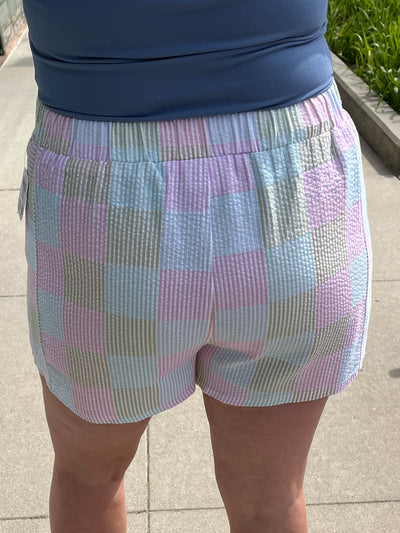 Pink Plaid Boxer Style Shorts