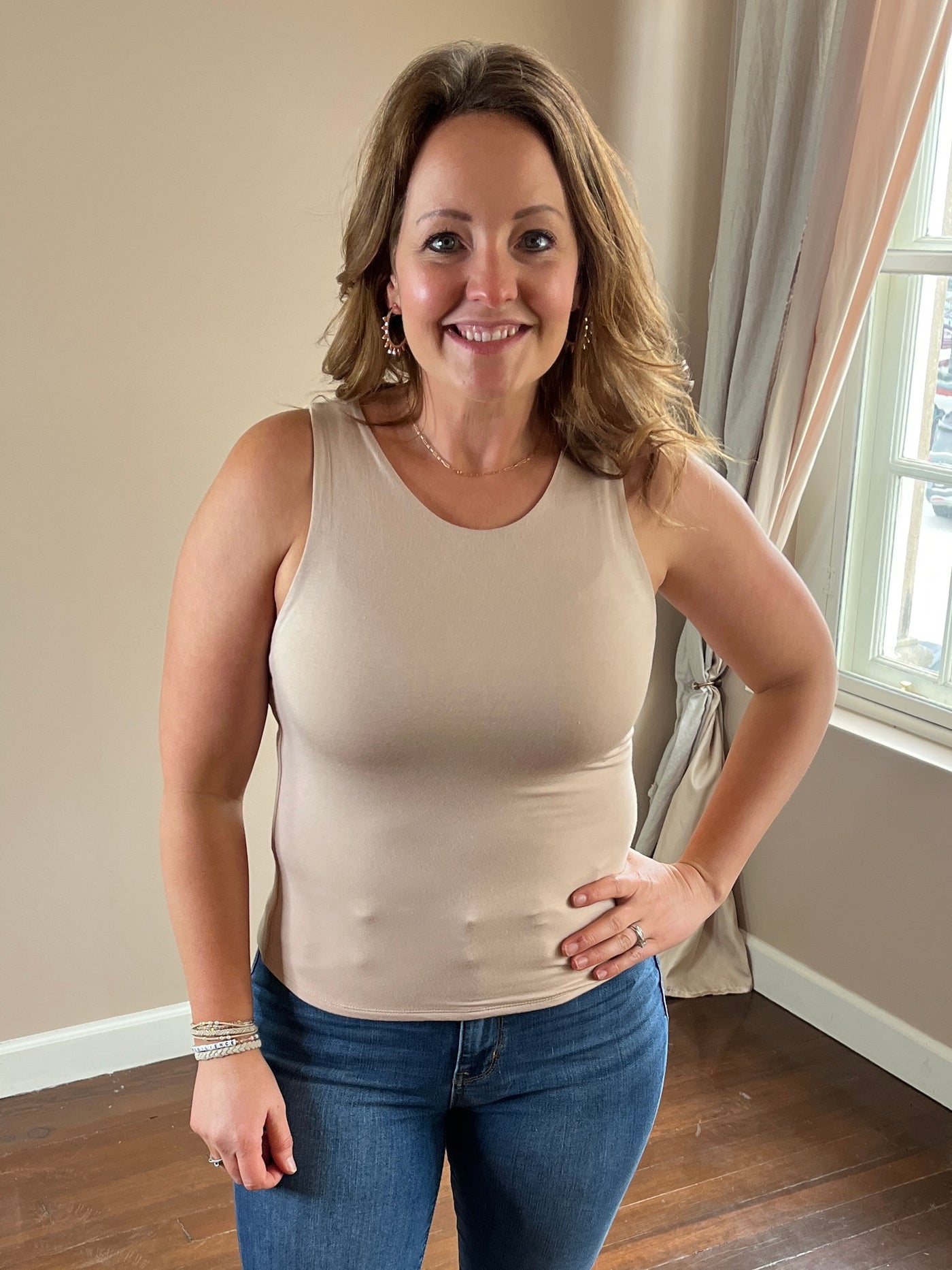 Taupe High Neck Tank