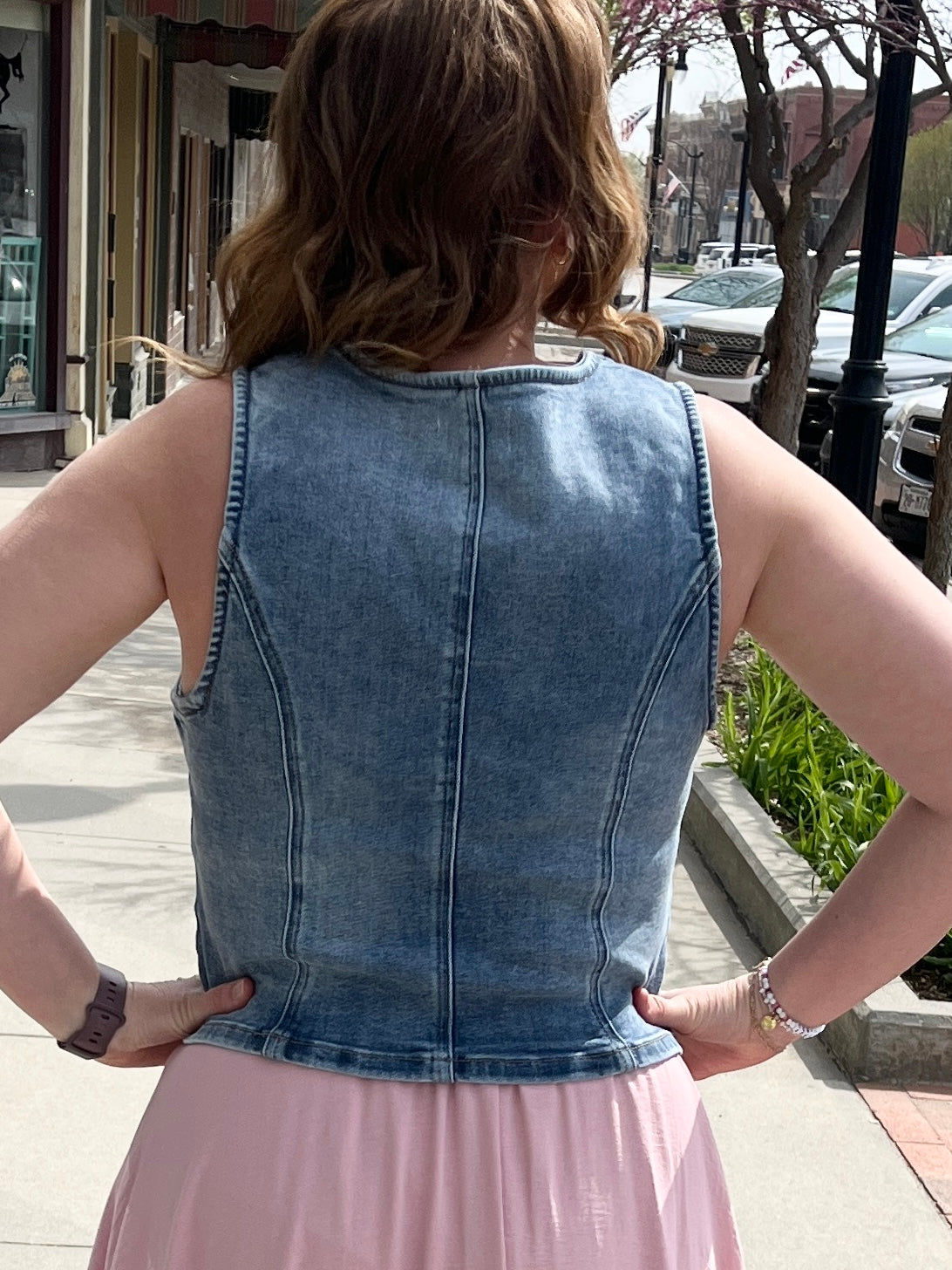 Denim Button Down Vest