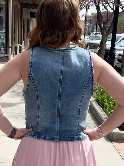 Denim Button Down Vest