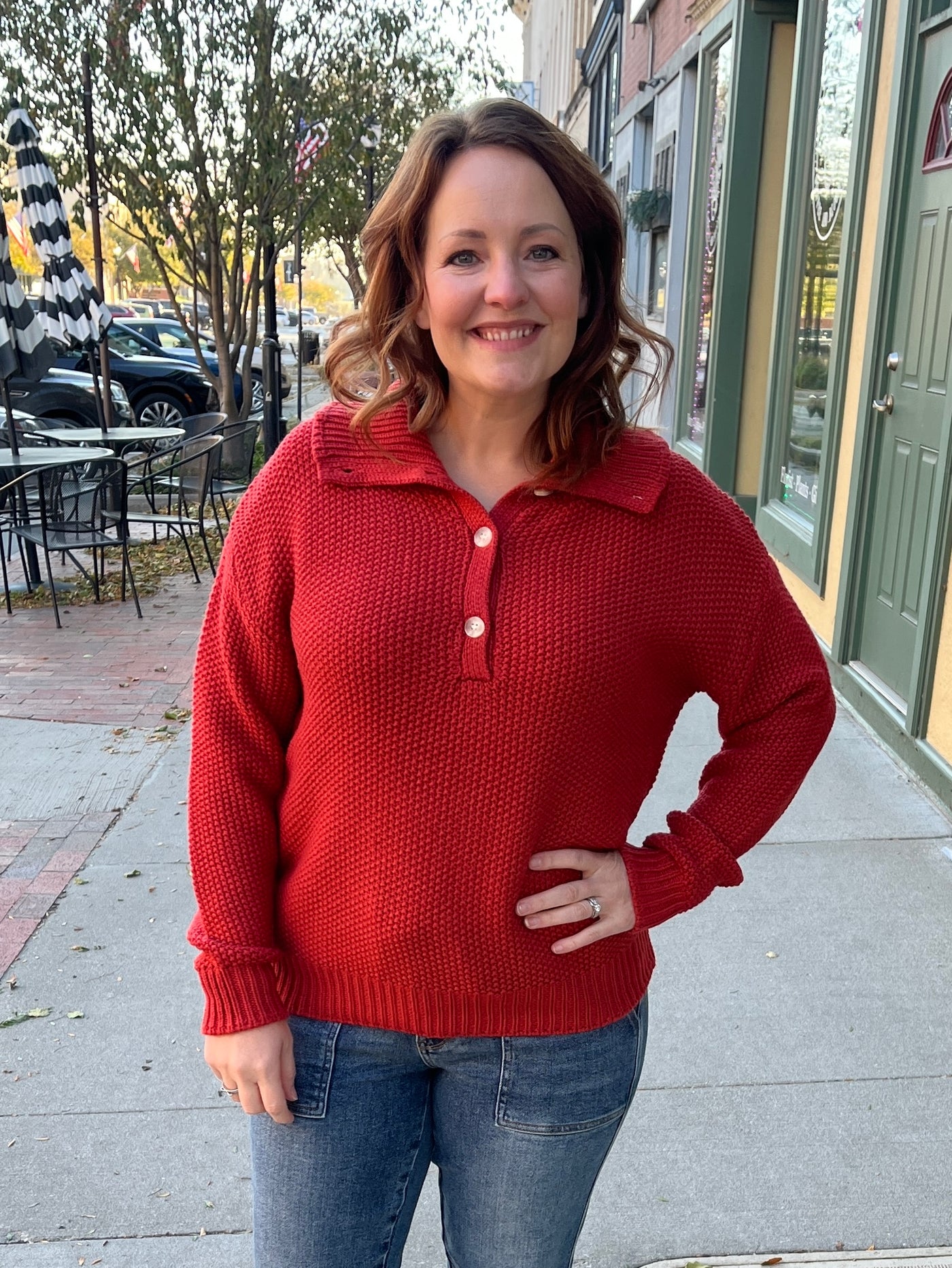Rust Henley Sweater