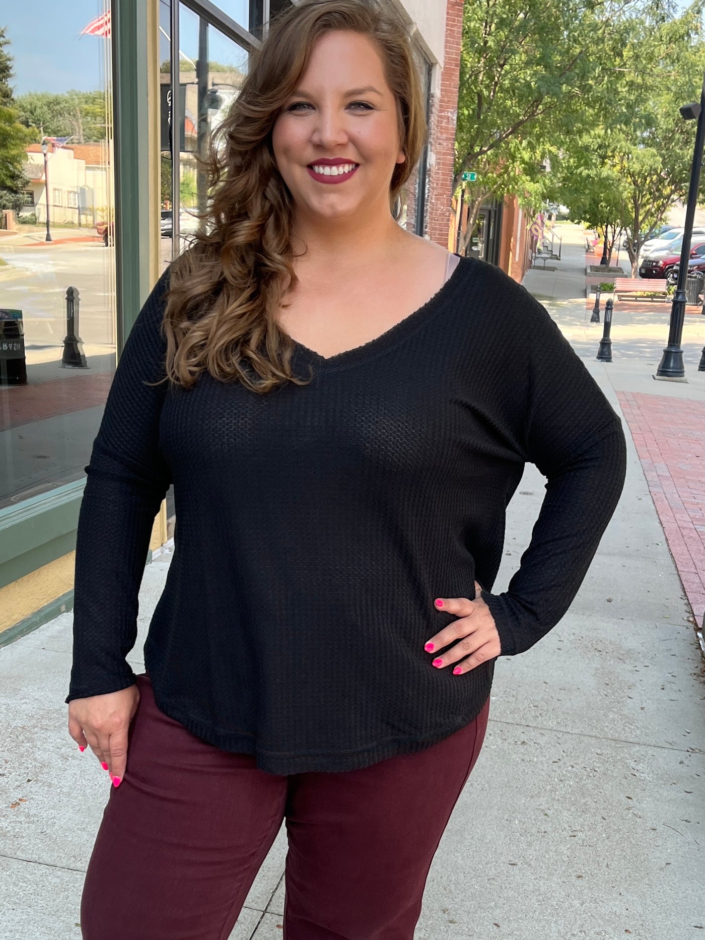 Dolman V-Neck Long Sleeve