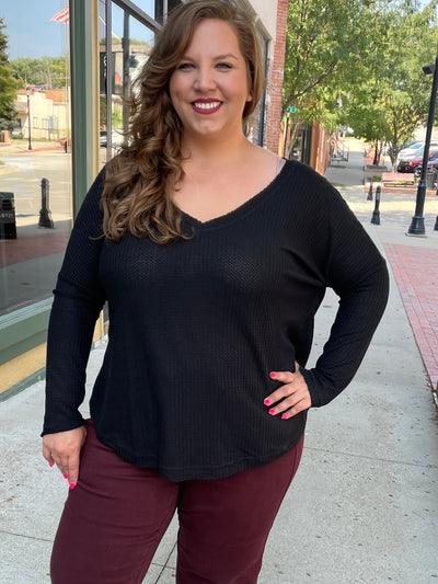 Dolman V-Neck Long Sleeve