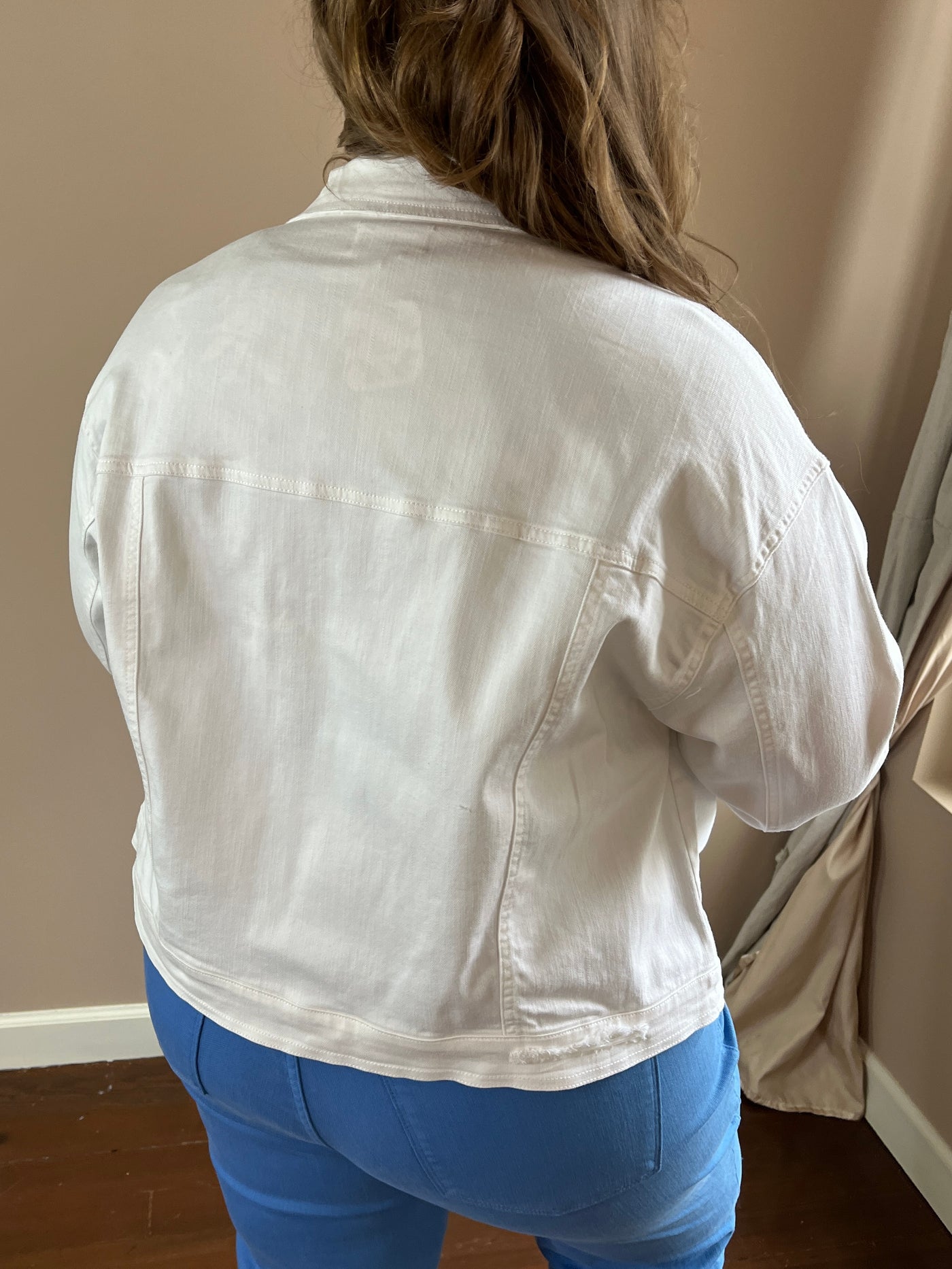 Risen White Distressed Denim Jacket