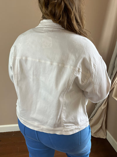 Risen White Distressed Denim Jacket