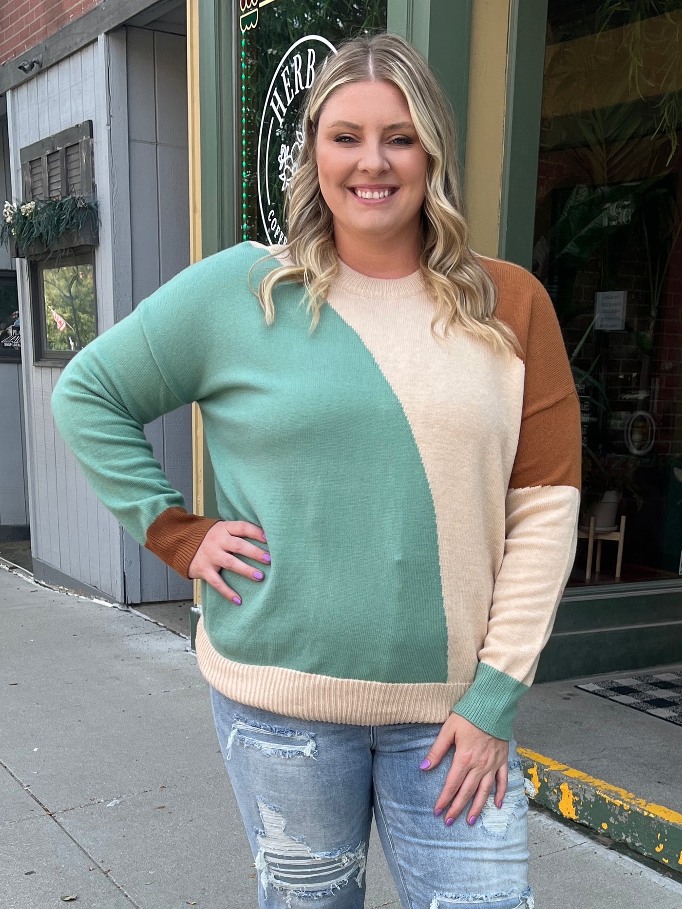 Teal Wave Sweater