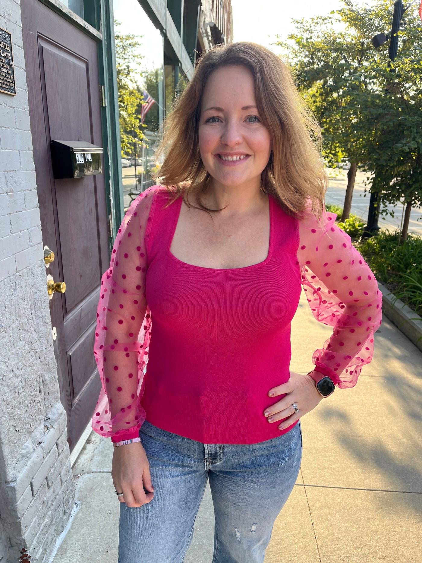 Mabel Mesh Sleeve Top
