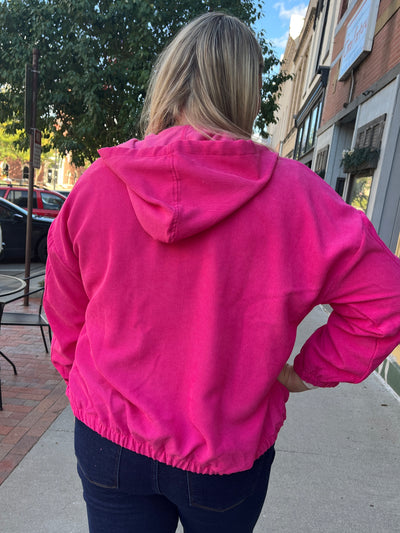 Fuchsia Corduroy Hooded Jacket