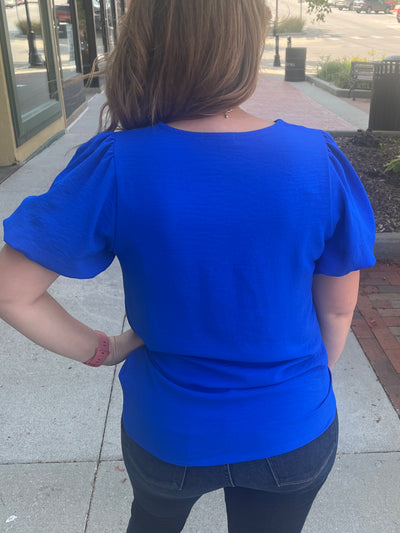 Crepe Bubble Sleeve Blouse