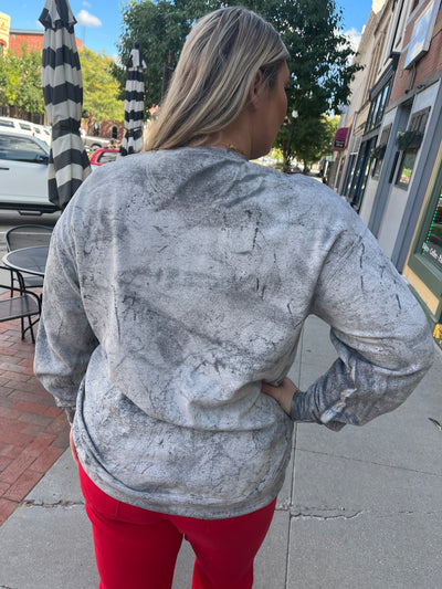 Puff Print Nebraska Marbled Crewneck