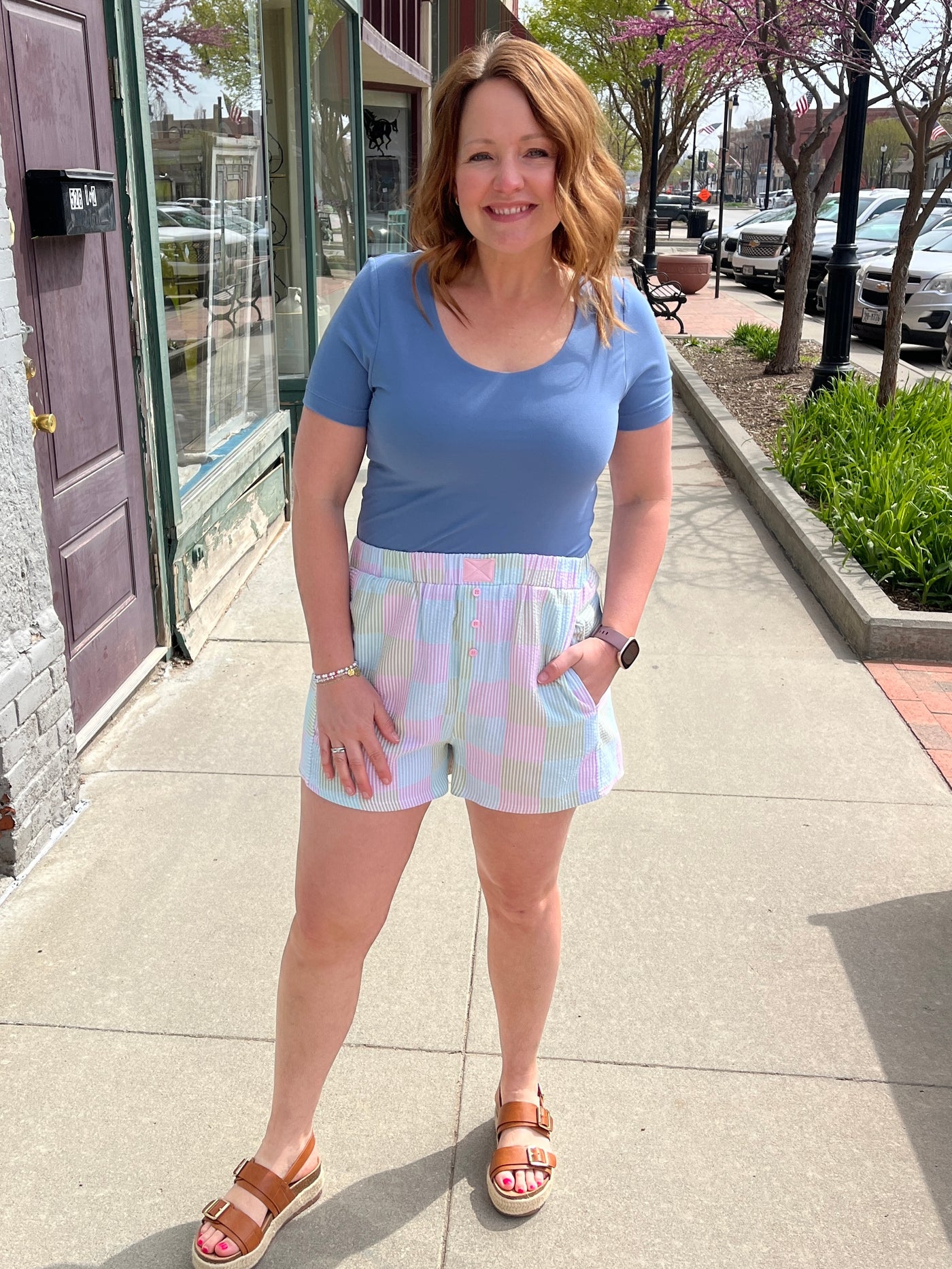 Pink Plaid Boxer Style Shorts