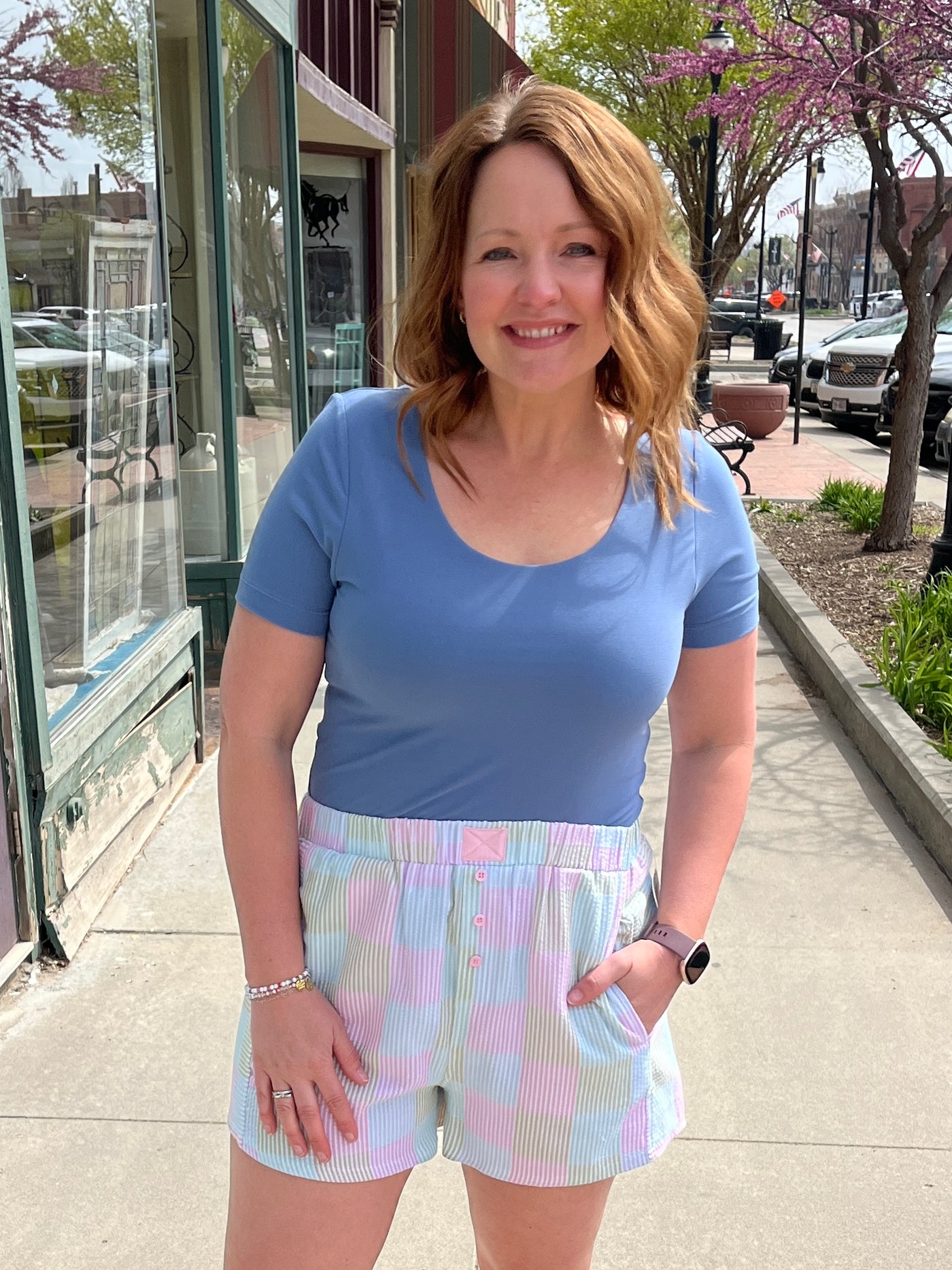 Pink Plaid Boxer Style Shorts
