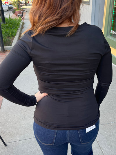 Black V-Neck Long Sleeve