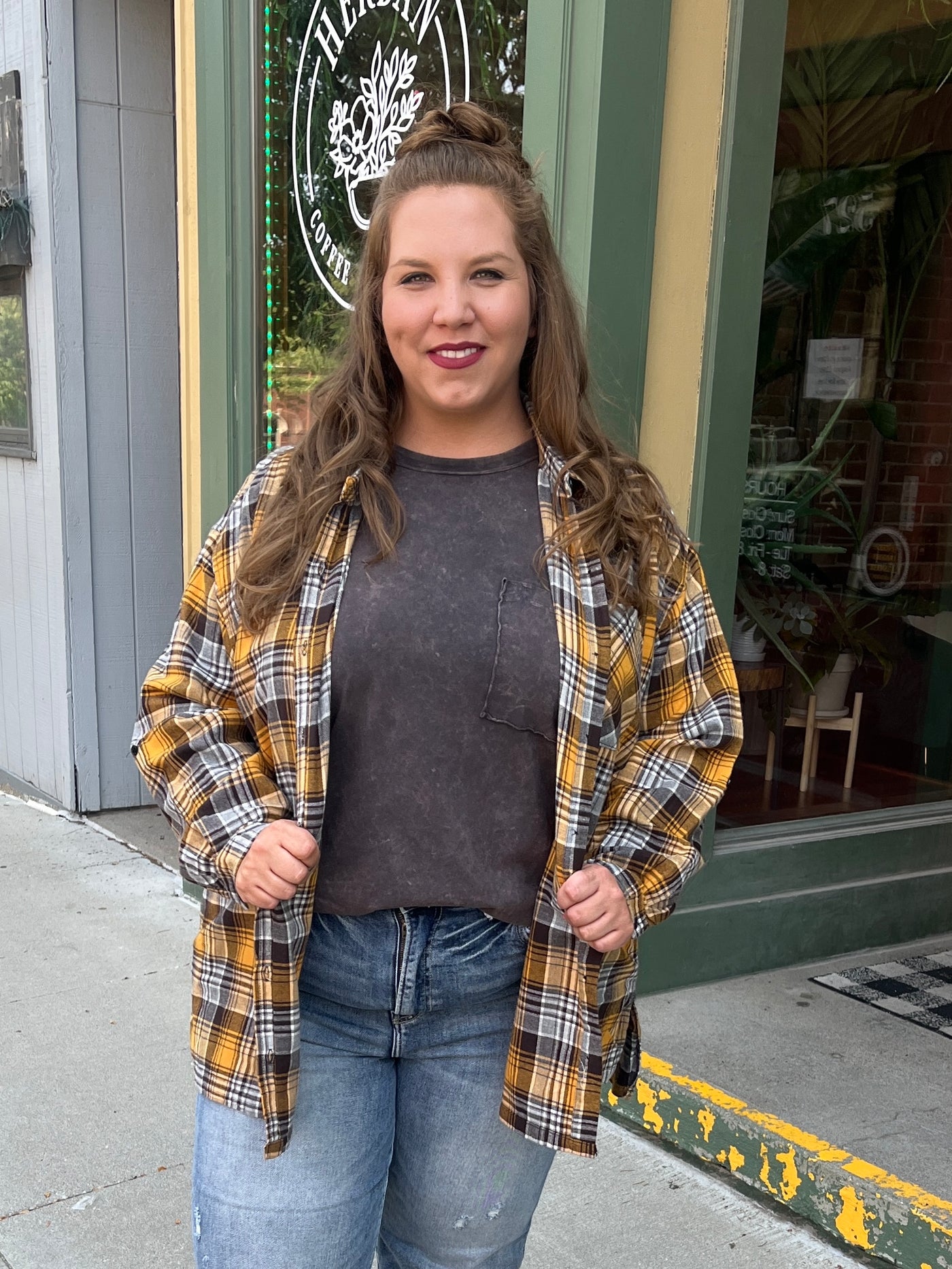 Oversized Yellow Plaid Flannel