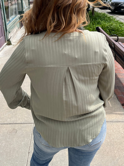 Dobby Stripe Long Sleeve Blouse
