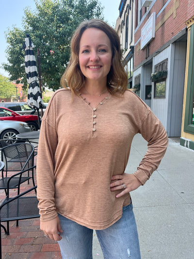 Mocha Long Sleeve Henley